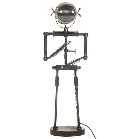 Stand Lamp With Motorbike Headlight Doll Shape