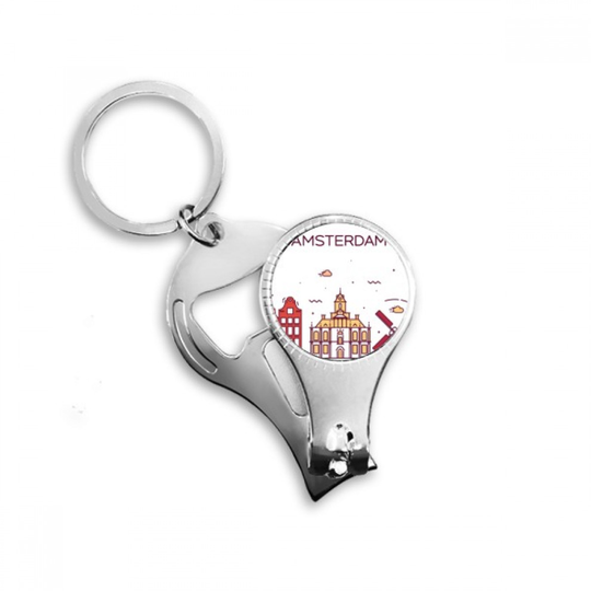 Amsterdam Flat Landmark Art Deco Gift Fashion Nail Nipper Ring Key Chain Bottle Opener Clipper