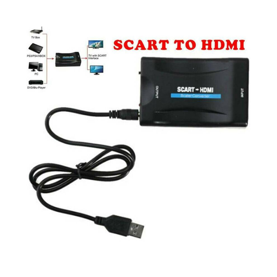 1080P SCART to HDMI Adapter HD Audio Video Upscale Converter USB Cable TV DVD