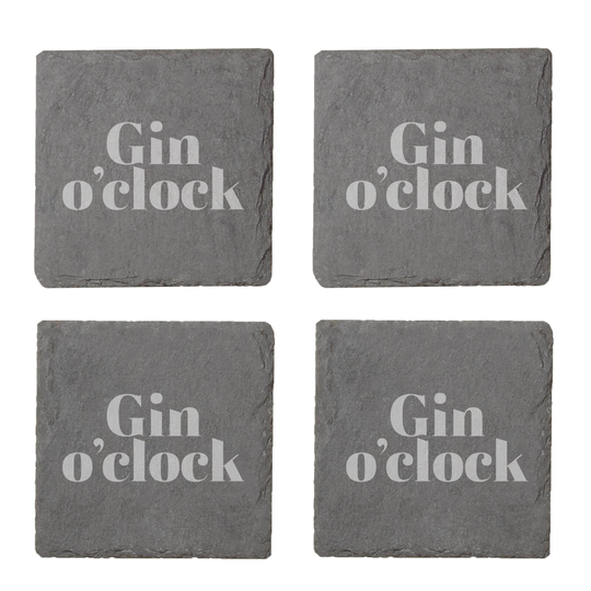 Gin O'Clock Engraved Slate Coaster Set