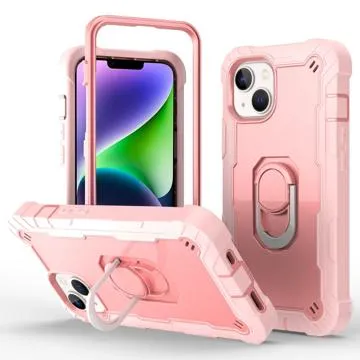 3-in-1 Shockproof iPhone 14 Plus Hybrid Case - Rose Gold