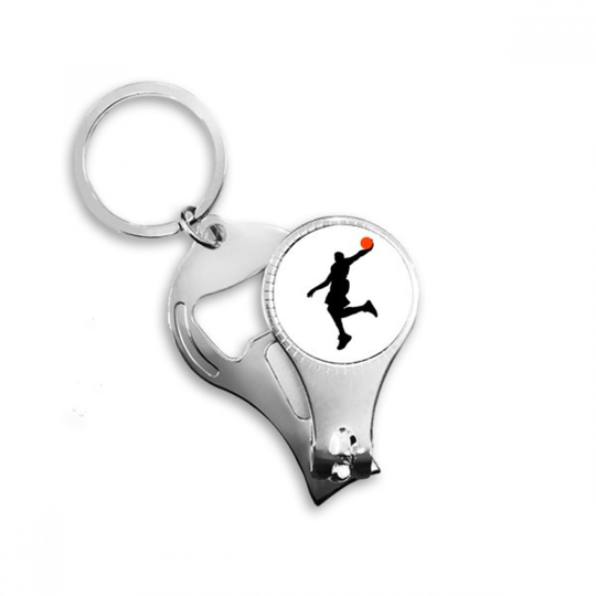 Jumping Sports Basketball Player Nail Nipper Ring Key Chain Bottle Opener Clipper