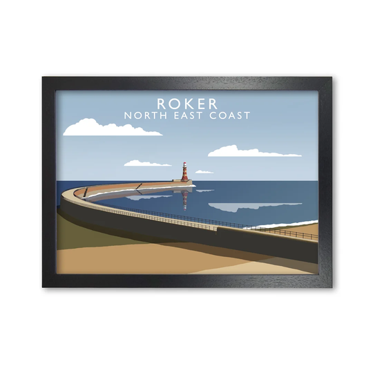 Roker North East Coast by Richard O'Neill - Picture Frame Graphic Art Print on Paper