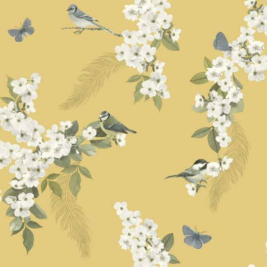 Mitzu Bird Wallpaper Ochre World of Wallpaper 900104