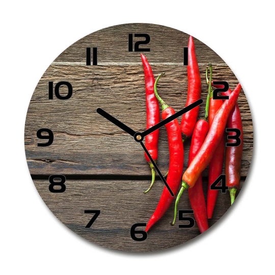 Decoration Picture Art Modern Kitchen Living Room Chilli Peppers 30cm Silent Wall Clock