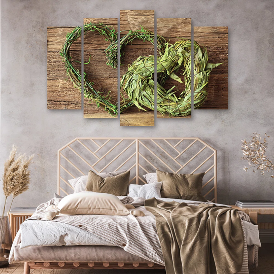 Canvas Print Heart Wood Herbs Green