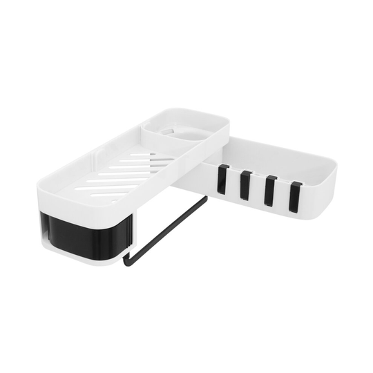 (Black) Shelf Bathroom Bath Seamless Rotat Tripod Corner