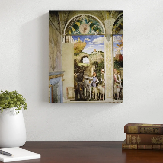 Horse and Groom with Hunting Dogs, from the Camera Degli Sposi or Camera Picta, 1465-74 by Andrea Mantegna Art Print on Canvas