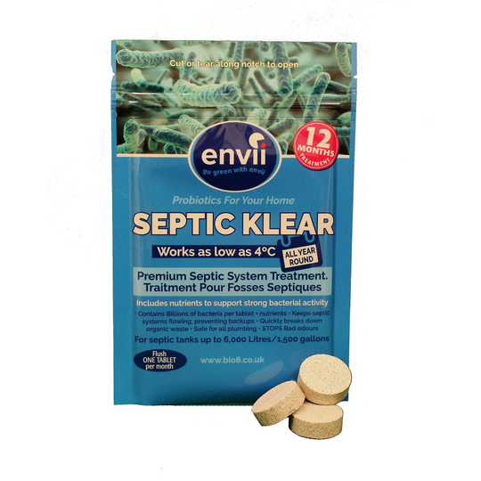 Envii Septic Klear - Septic Tank Treatment, Bacteria and Enzyme Tablets Remove Smells and Unblocks Septic Tanks - 12 Tablets