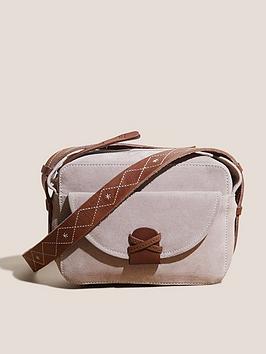 White Stuff Lola Embroidered Leather Camera Bag - Beige, Beige, Women