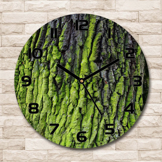 Glass Wall Clock 30Cm Round Decoration Picture Wall Art Modern Decoration Kitchen Living Room Silent - Tree Bark,61855396