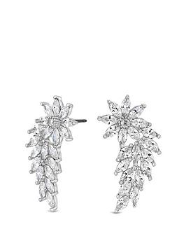 Jon Richard Cubic Zirconia Flower Navette Wing Statement Earrings