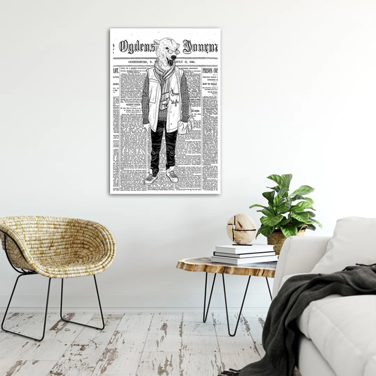 Poster, Abstract Bear On The Background Of A Newspaper