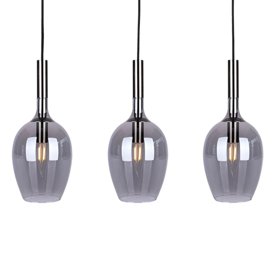 Milagro Pendant Lamp Tango Smoked 3 x E14 Black / Chrome