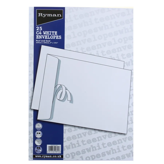 Ryman C4 White Envelopes - 25 Pack