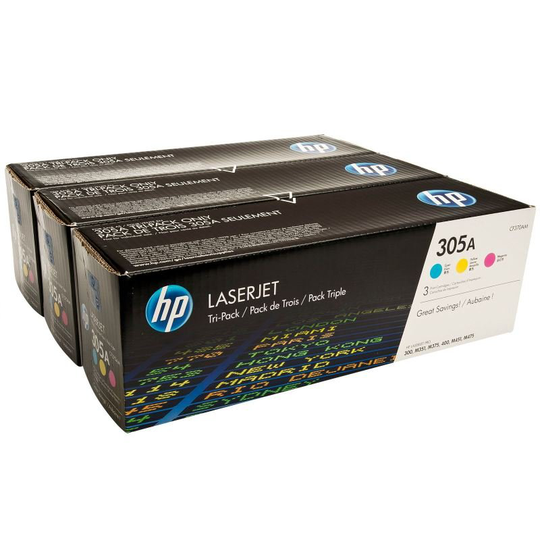 HP 305A CYM Tri-Pack LaserJet Toner Cartridge - CF370AM