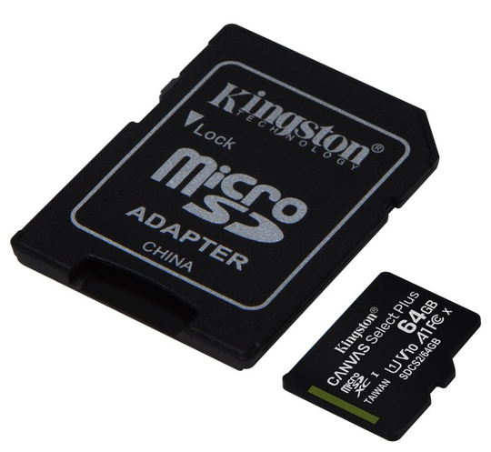 Kingston Canvas Select Plus 64GB microSD - With Adaptor