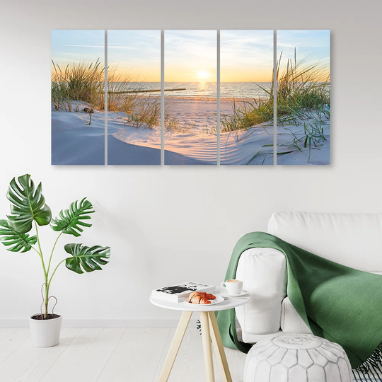 Canvas Print Beach Sea Dunes Sunset