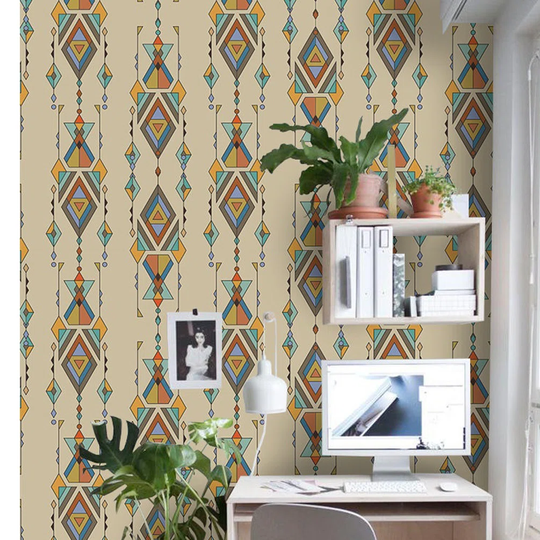 Jayr Aztec Mexican Orangebrown Wallpaper