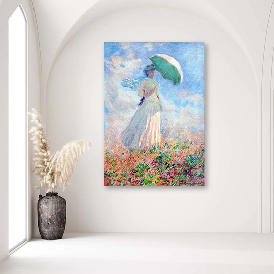 Canvas Print REPRODUCTION Woman With Umbrella - C.Monet,
