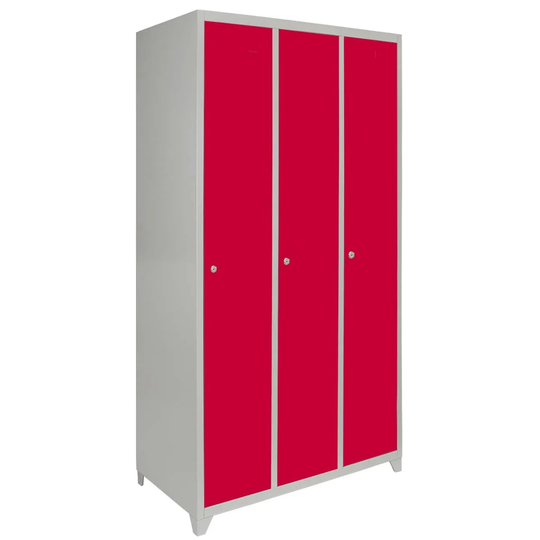 Monster Shop 3 Door Wide Locker - Red 900Mm X 500Mm X 1800Mm Flat-packed