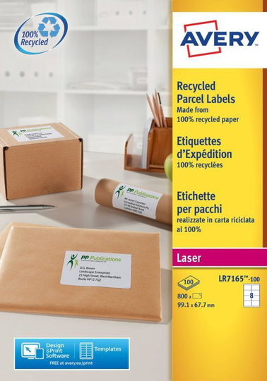 AVERY RECY AD LSR LBL 99.1X67.7 P100 WHT