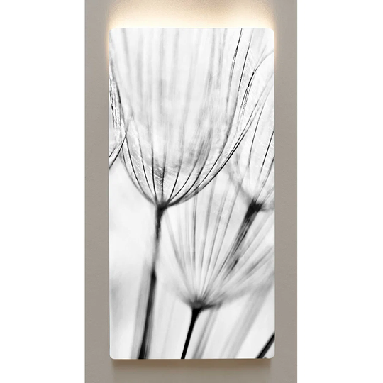 Backlight wall art with flowers, metal motif, 60 x 120cm, on a magnetic board
