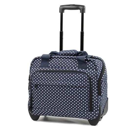 Members by Rock Luggage Essential Laptop Case on Wheels - Navy Polka Dots