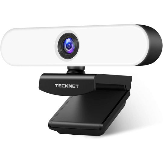 1080P Webcam with Microphone for PC, TECKNET HD Streaming Webcam with 3-Level Brightness Ring Light, USB Webcam for Laptop/Mac/Video