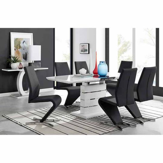 Furniture Box Renato 6 Seater Extending Table And 6 x Black Willow Chairs