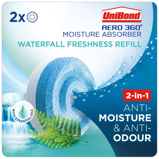 UniBond Aero 360 Waterfall Freshness Refills - 2 Pack