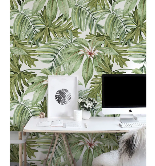 Mackenna Light Banana Leaves Brightwork Wallpaper