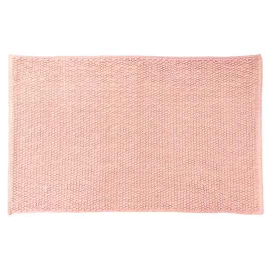 The Linen Yard Loft Woven Cotton Anti-slip Bath Mat Blush