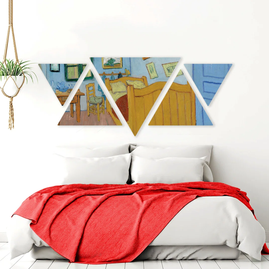 Marlow Home Co. - 5 Multi Pannello Triangolare - Vincent Van Gogh - La Camera Di Vincent Ad Arles - Legno MDF - 180X70