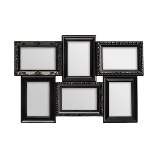 Premier Housewares Multi Photo Frame 6 Photo - Black Plastic Frame 4 x 6"