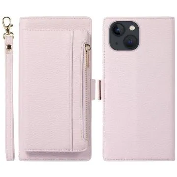 iPhone 14 2-in-1 Magnetic Wallet Case with Zipper - Light Purple