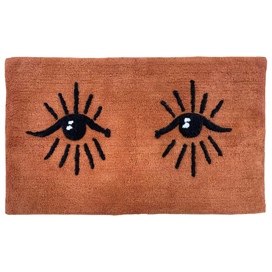 Furn. Theia Tufted Cotton Woven Anti-slip Bath Mat Pecan/Black