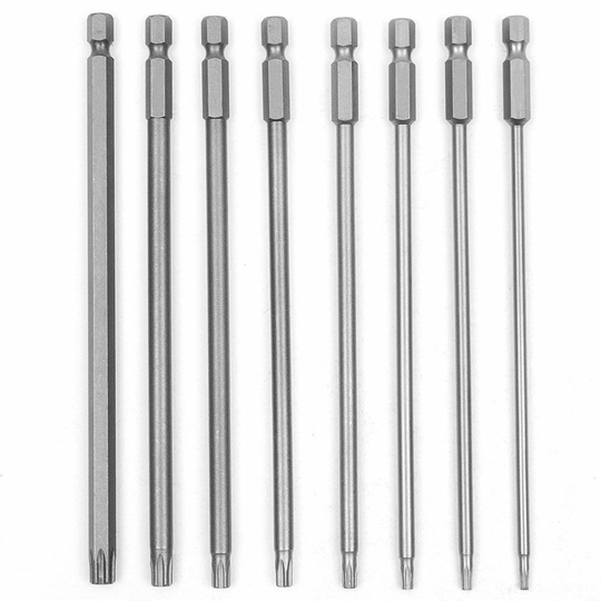 Hakkin 8pcs S2 Steel 150mm T8-T40 Magnetic Extra Long Star Torx Security Screwdriver Bits Set