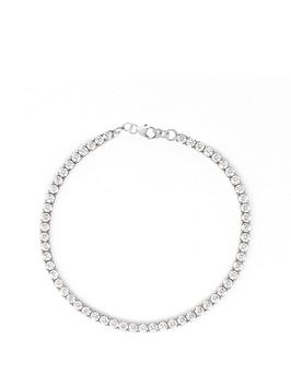 Say It With Diamonds Tennis Bracelet With Cubic Zirconia Stones - Sterling Silver, Silver, Women