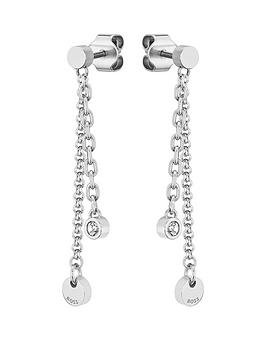 Boss Ladies Boss Iris Stainless Steel Crystal Drop Earrings