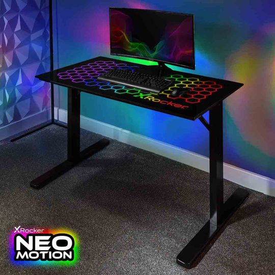 X Rocker Spectrum RGB Tempered Glass Gaming Desk