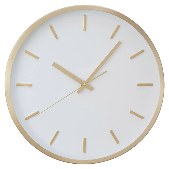 Premier Housewares Elko Round 3D Wall Clock - Gold Finish with White Face