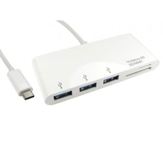 USB Type-C to 3 Port USB Hub & Card Reader