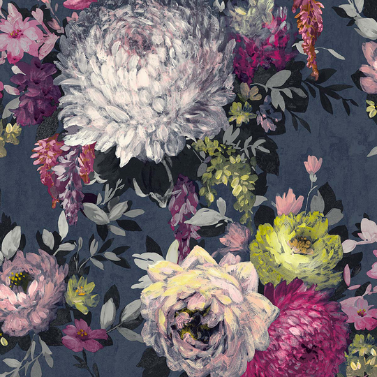 Belgravia Decor Azzurra Floral Navy Wallpaper