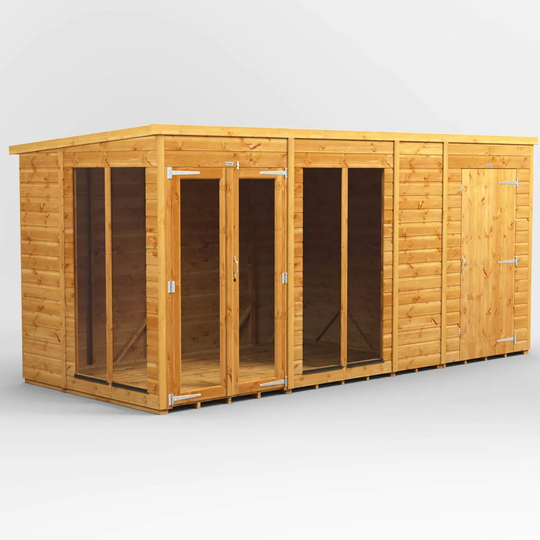 14X6 Power Pent Summerhouse Combi Including 4Ft Side Store