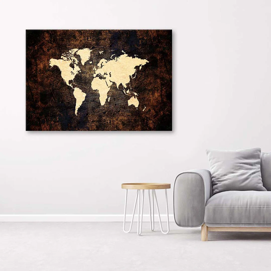 Canvas Print Brown World Map