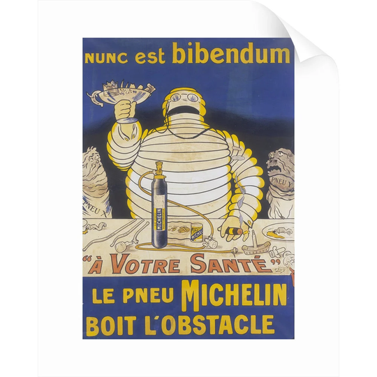 Poster with Mr Bibendum Advertising Michelin Tyres - Advertisement Print