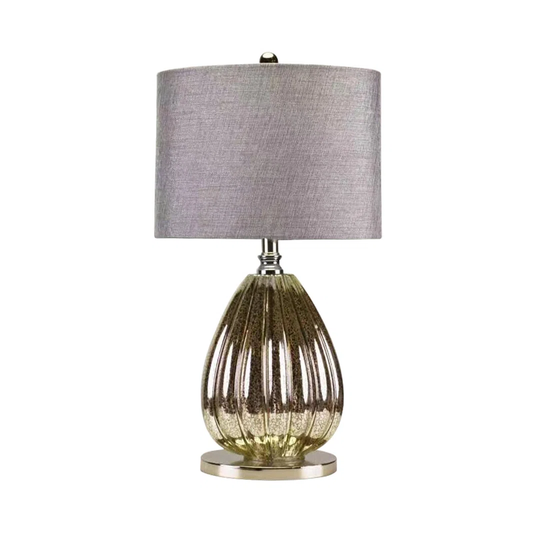61cm Silver Mercury Glass Table Lamp With Grey