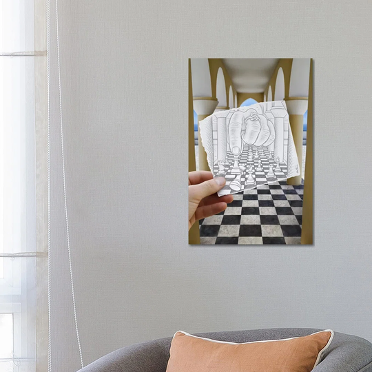 Pencil vs. Camera 37 - Checkmate by Ben Heine - Wrapped Canvas Painting