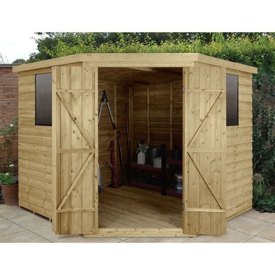 Forest Garden Overlap Pressure Treated 8X8 Corner Shed